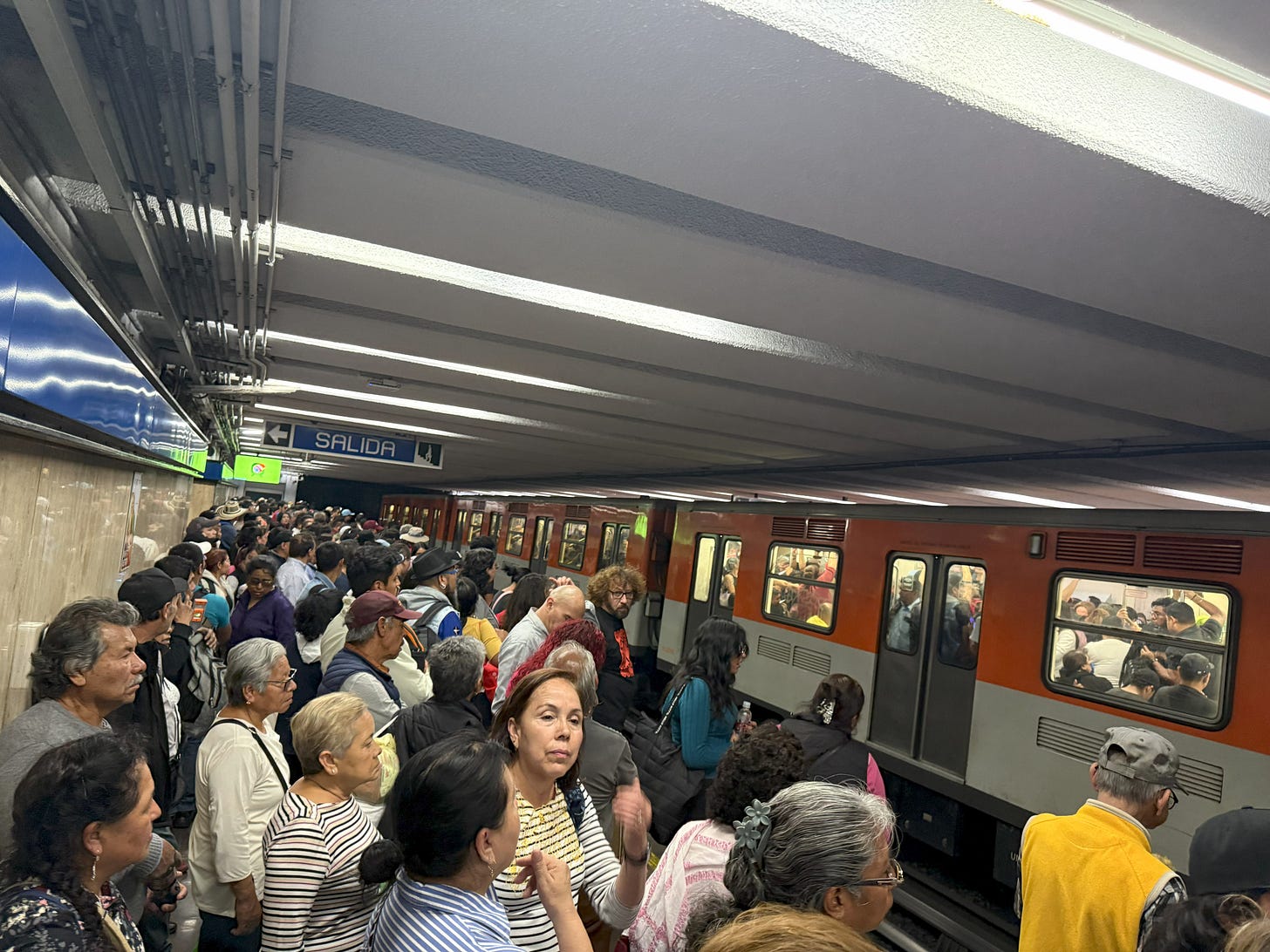 Crowded Mexico City subway