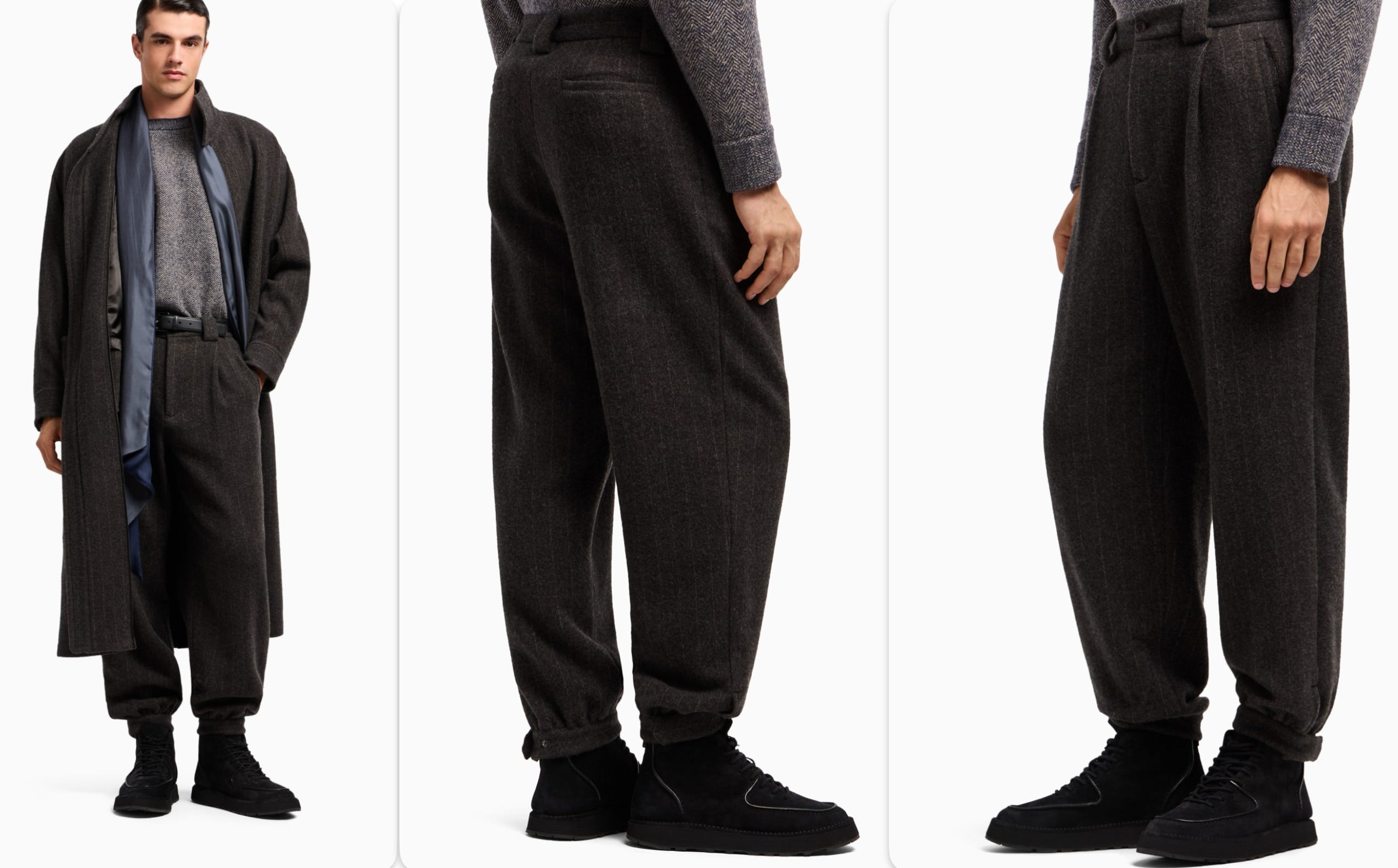 Giorgio Armani Style Cashmere Wide-Leg Trousers : Fluid Tailoring