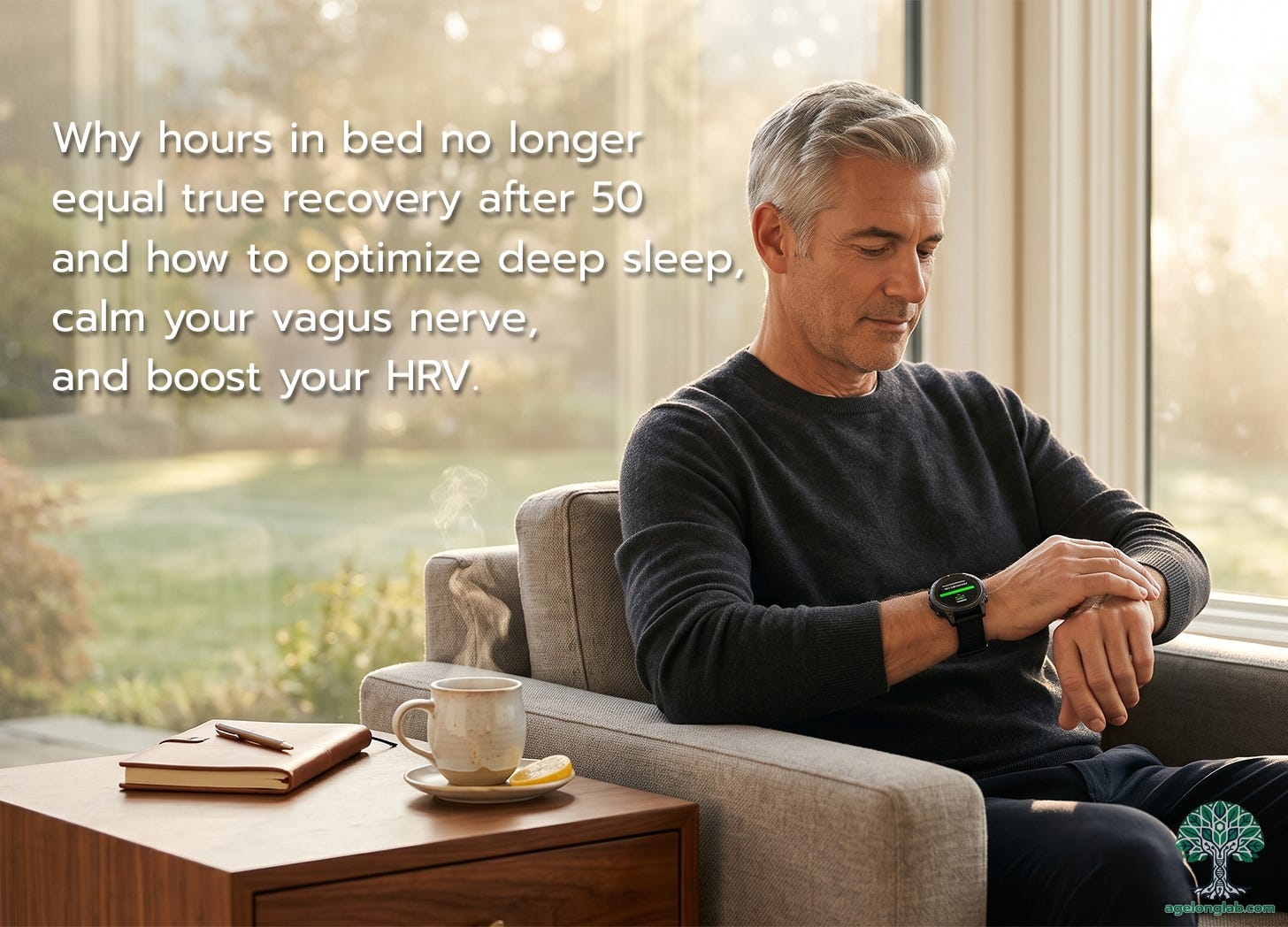 Dejtana checking HRV recovery metrics after deep sleep protocol for 50+ healthspan