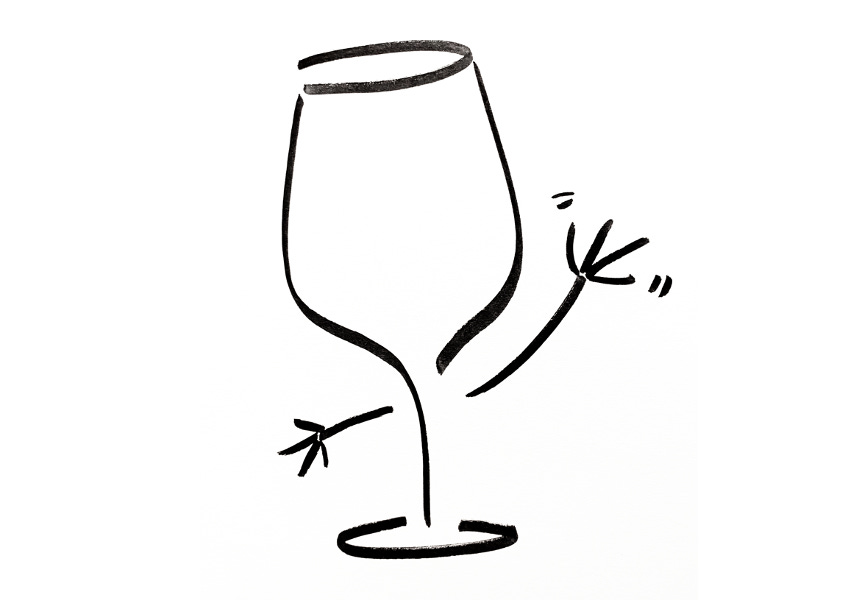 Anthropomorphic wine glass waving hello Anthropomorphic wine glass waving hello