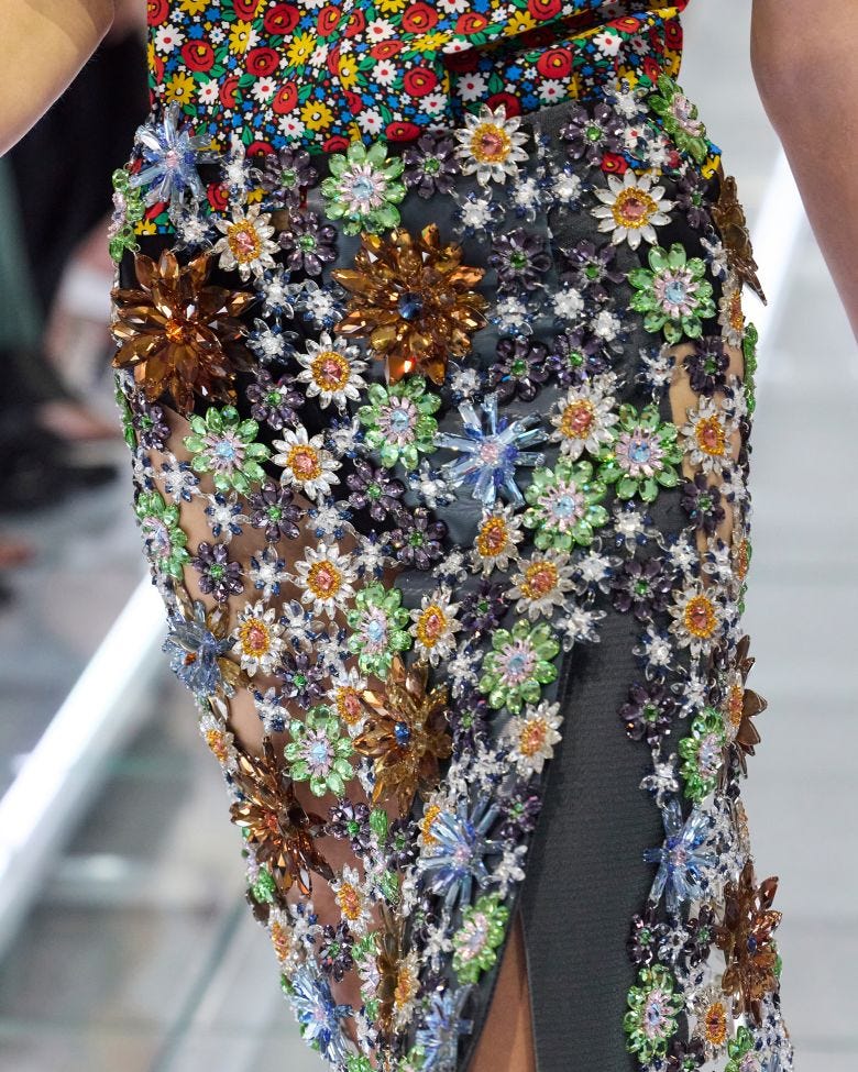 A web of jewel embellishments at the Prada show.