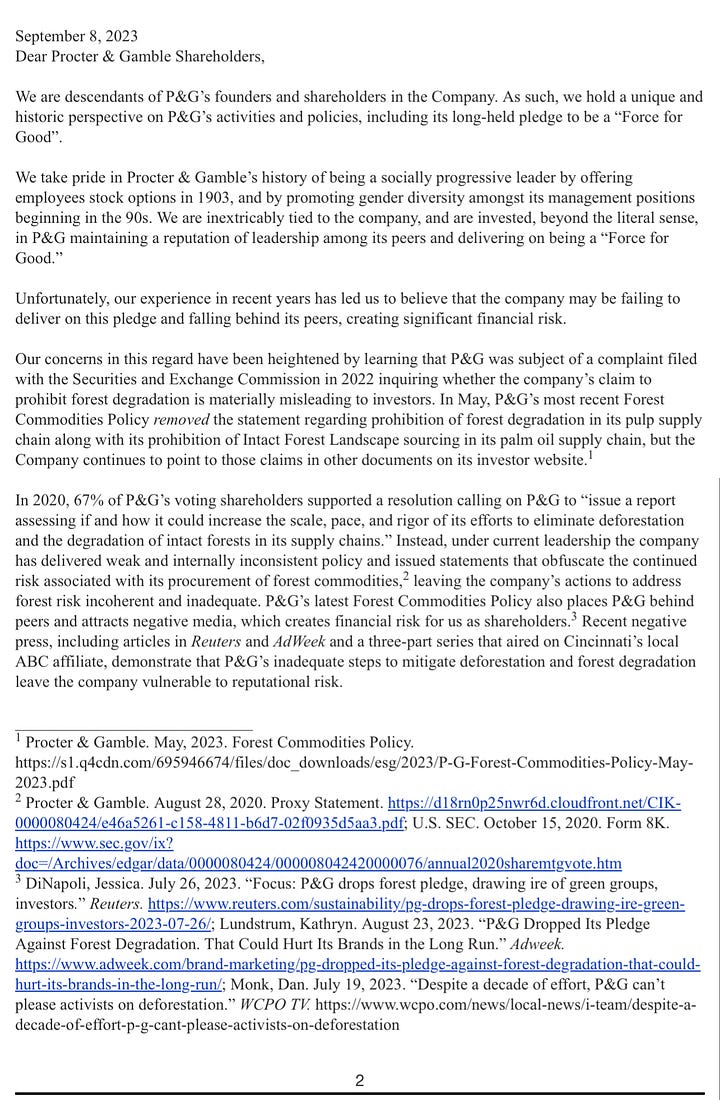 Solicitation filed at P&G, located here: See https://www.sec.gov/Archives/edgar/data/80424/000121465923012239/0001214659-23-012239-index.html.