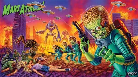 Mars Attacks poster showing alien destruction of Earth Mars Attacks poster showing alien destruction of Earth