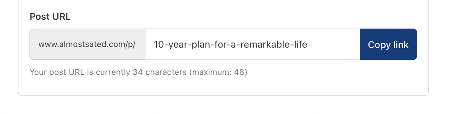 Substack Post URL field
