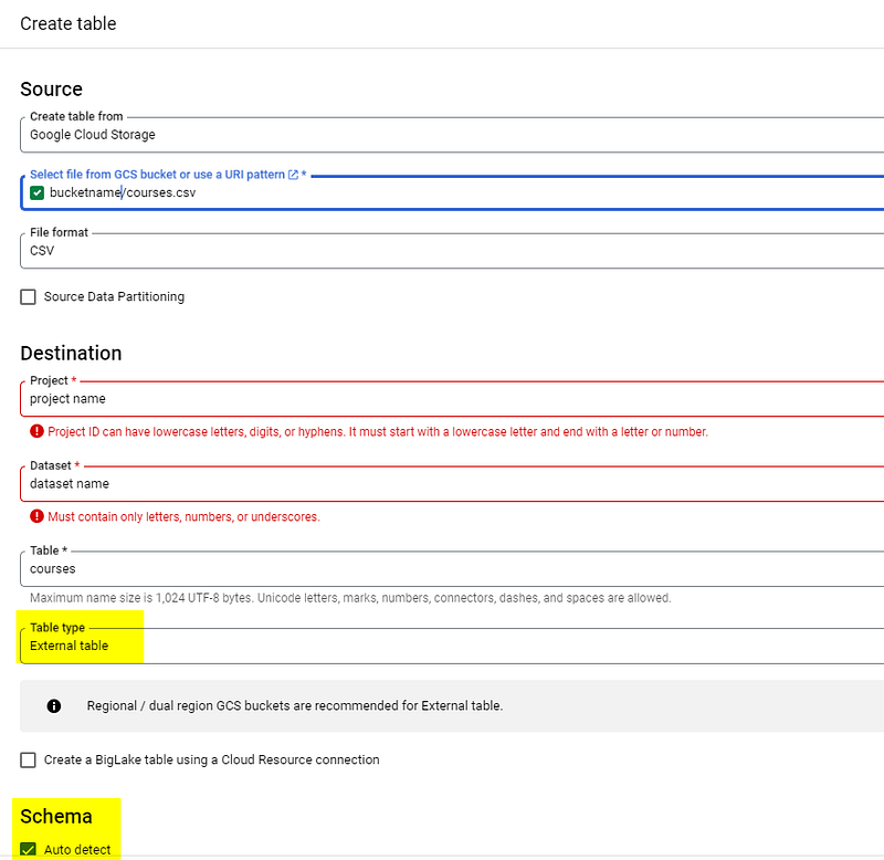 Looker Studio Bible Big Query create table