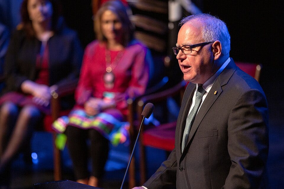 File:Governor Tim Walz addresses the audience at the Fitzgerald Theater.jpg