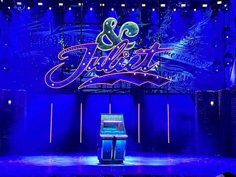Images of the theatre and stage of & Juliet on Broadway