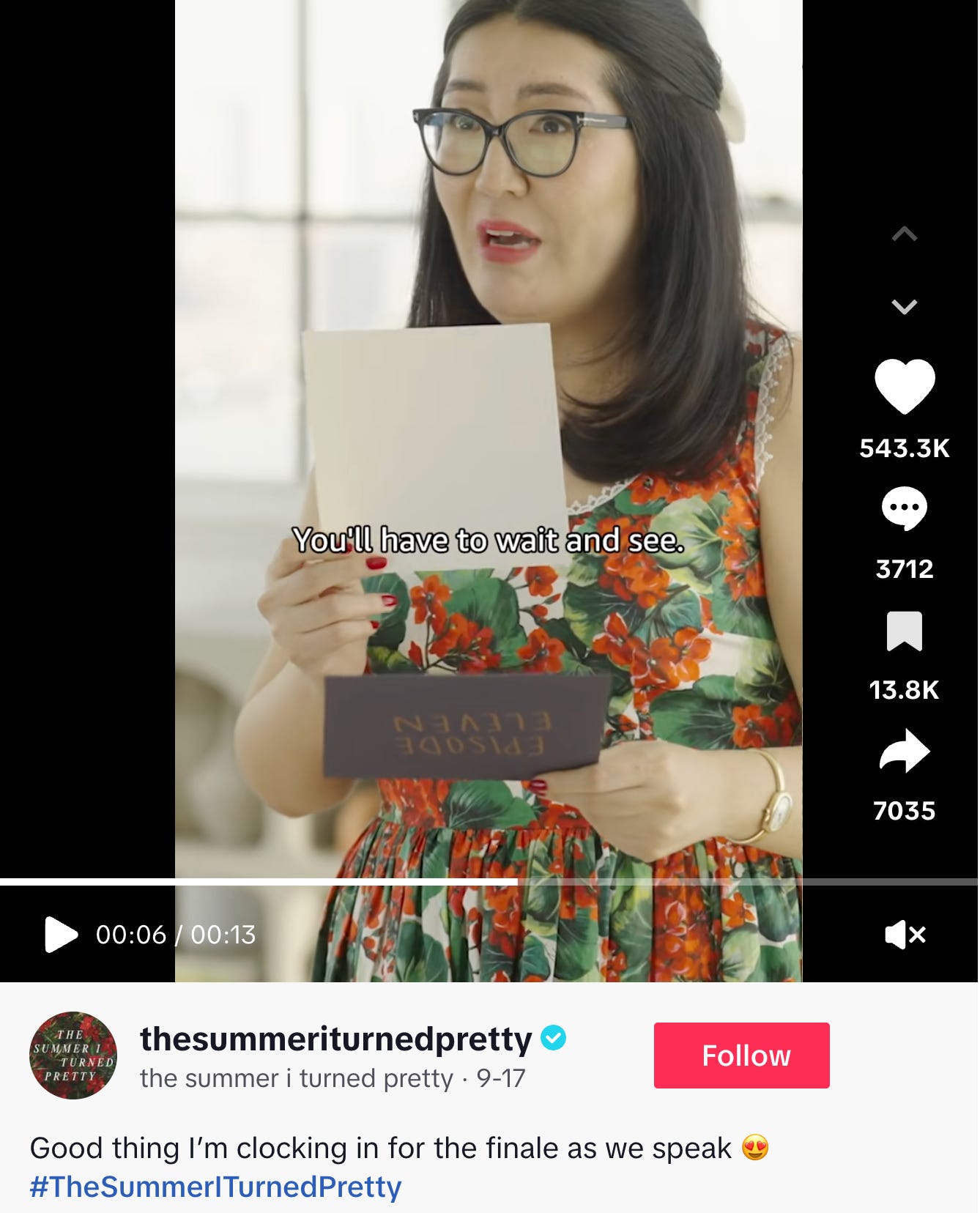 TikTok from The Summer I Turned Pretty revealing the finale. TikTok from The Summer I Turned Pretty revealing the finale.