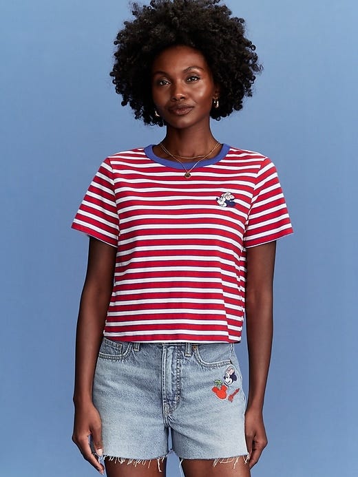 Image number 1 showing, Old Navy x Disney© Minnie Mouse Cropped T-Shirt Image number 1 showing, Old Navy x Disney© Minnie Mouse Cropped T-Shirt