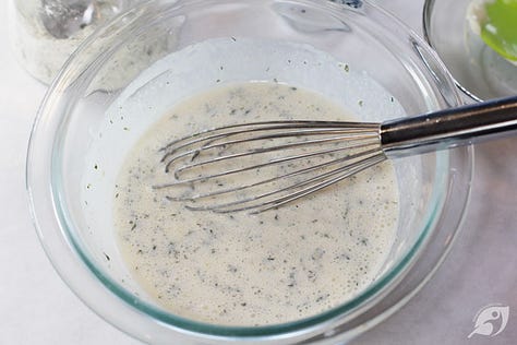Steps 1 to 3 for how to make dressing from the mix.