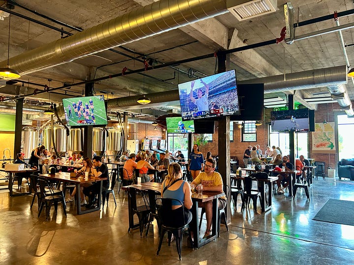 beer, taproom, brick buildings