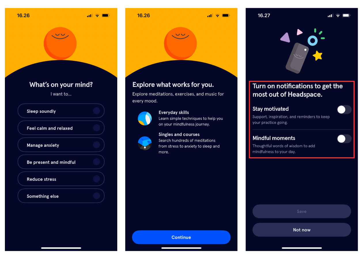 Headspace app notification opt-in