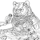 The Bear Talks At His Laptop
