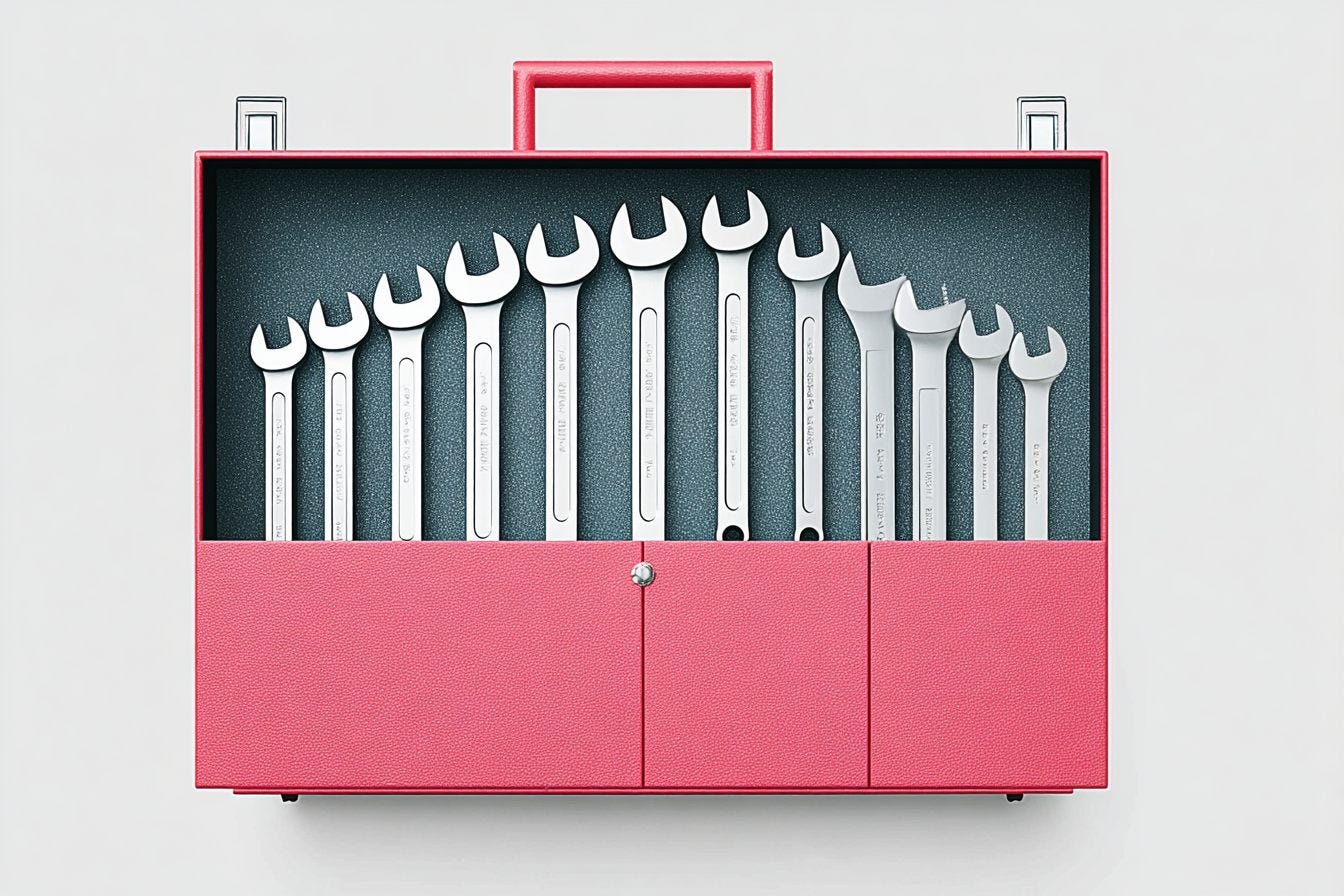 illustration of a red toolbox filled with wrenches illustration of a red toolbox filled with wrenches