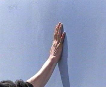 When Truman touched the wall in the Truman Show. When Truman touched the wall in the Truman Show.