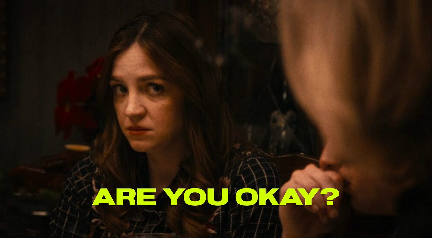 Sugar in The Bear, episode 6 of season 2 'Fishes' worrying whether her mother is okay