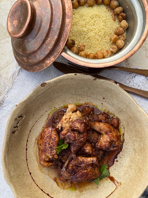 Khofus restaurant quail with dates, ginger, chickpeas and broth
