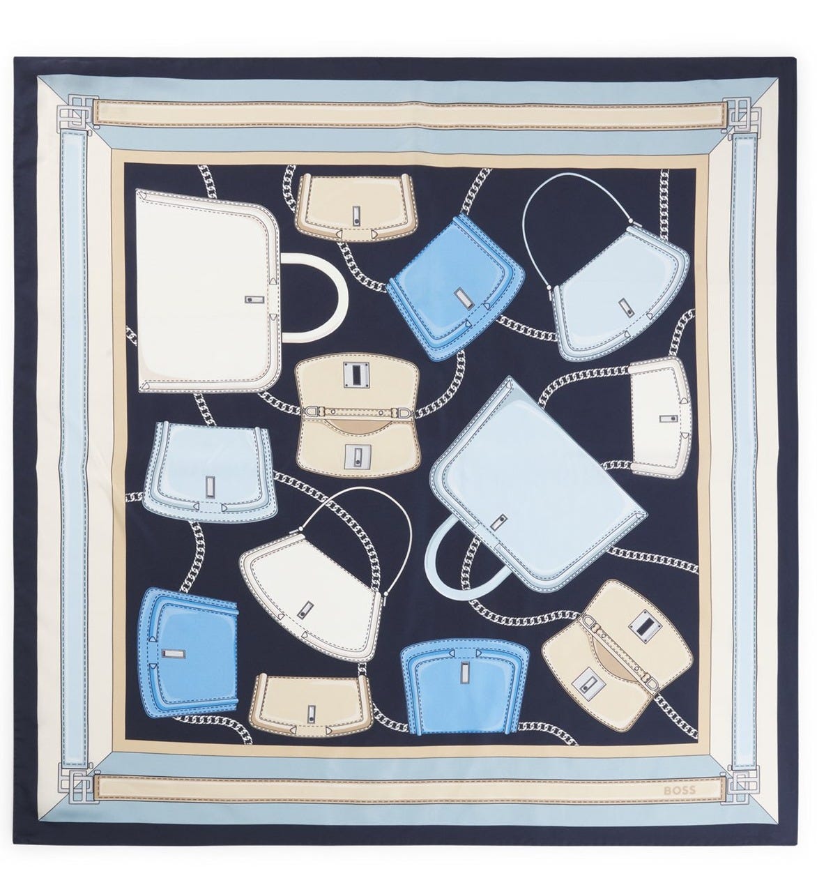 Italian-made scarf in printed silk twill, Patterned