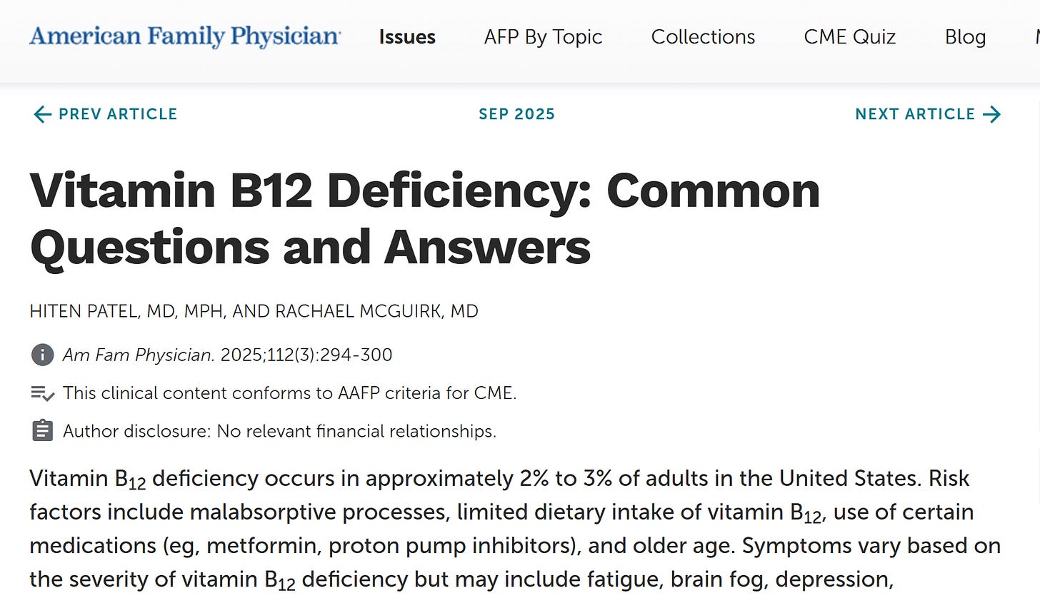 Vitamin B12 Deficiency: Common Questions and Answers (AAFP) - September ...