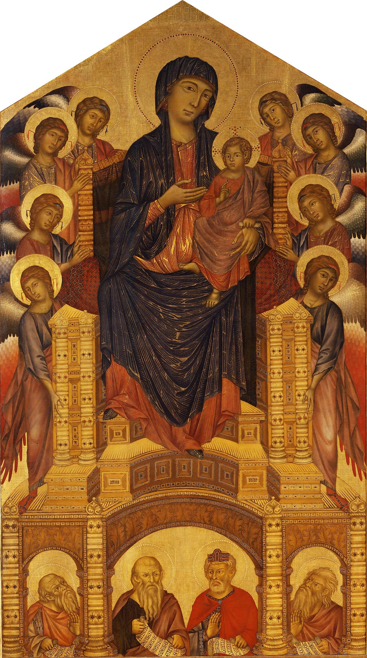 Cimabue, Santa Trinita Maestà, an early gold ground tempera panel Cimabue, Santa Trinita Maestà, an early gold ground tempera panel