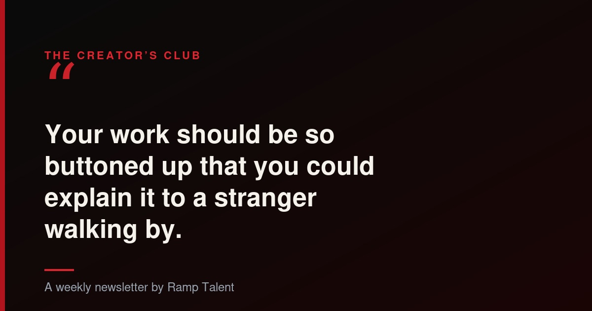 The Creator's Club card: The Stranger Test for Your Work.