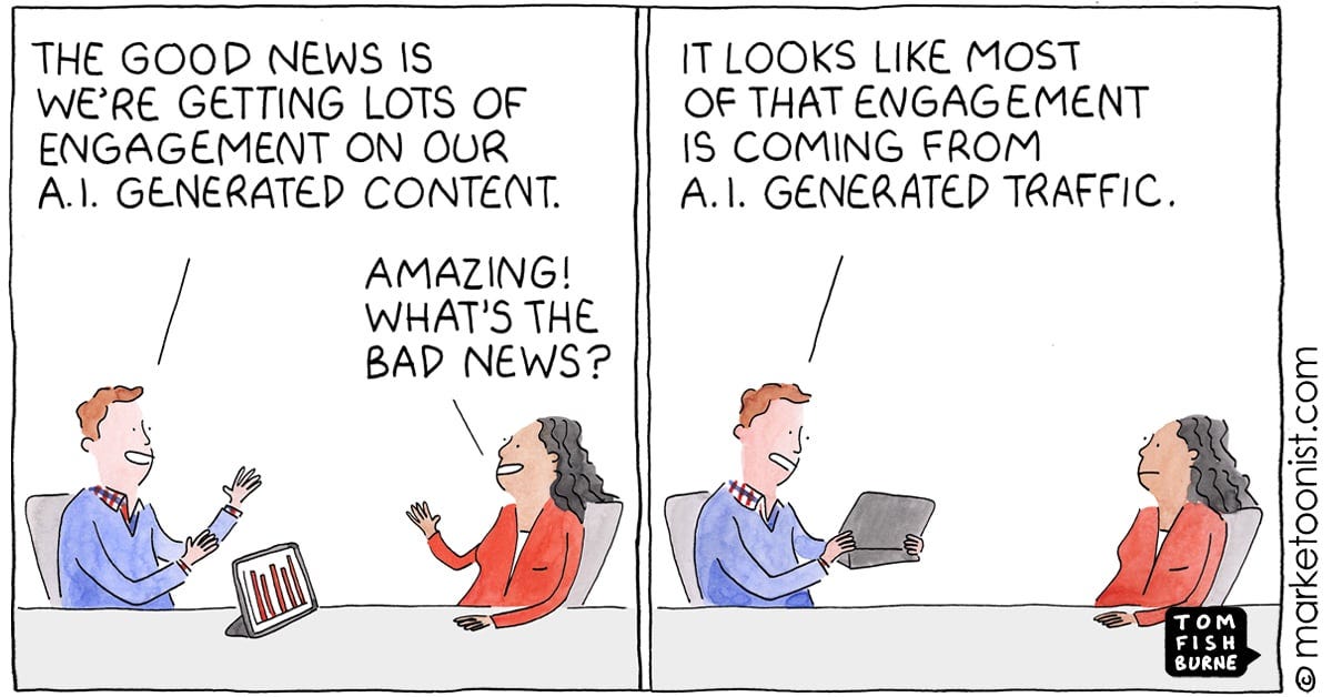 Marketing AI Agents cartoon - Marketoonist | Tom Fishburne