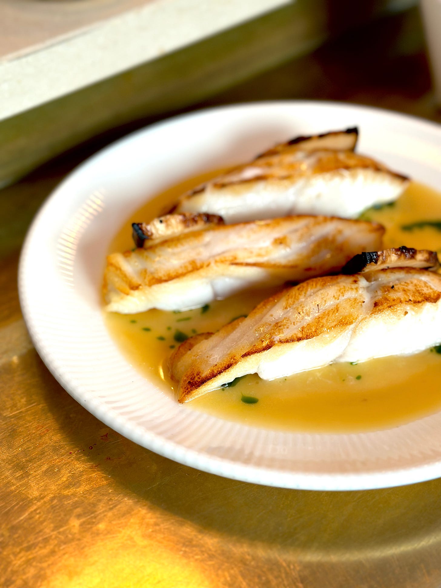 Turbot in chicken and miso butter sauce at Goldie, Cork