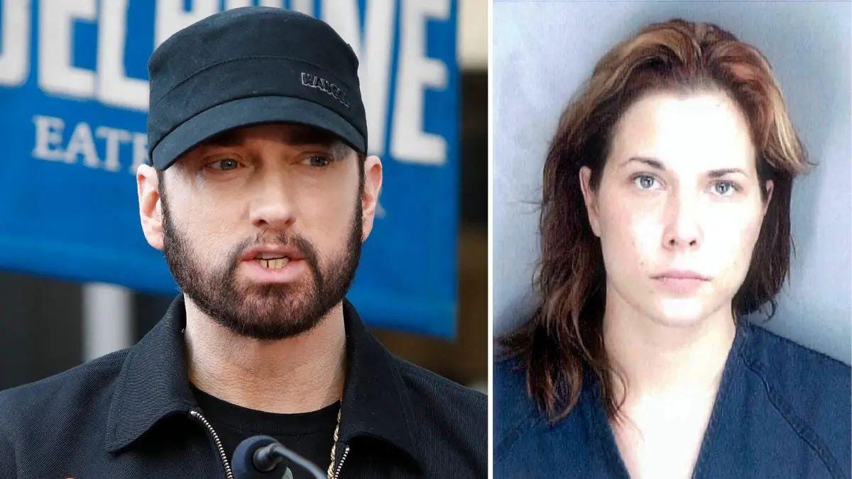 split photo of eminem and ex-wife kim scott split photo of eminem and ex-wife kim scott
