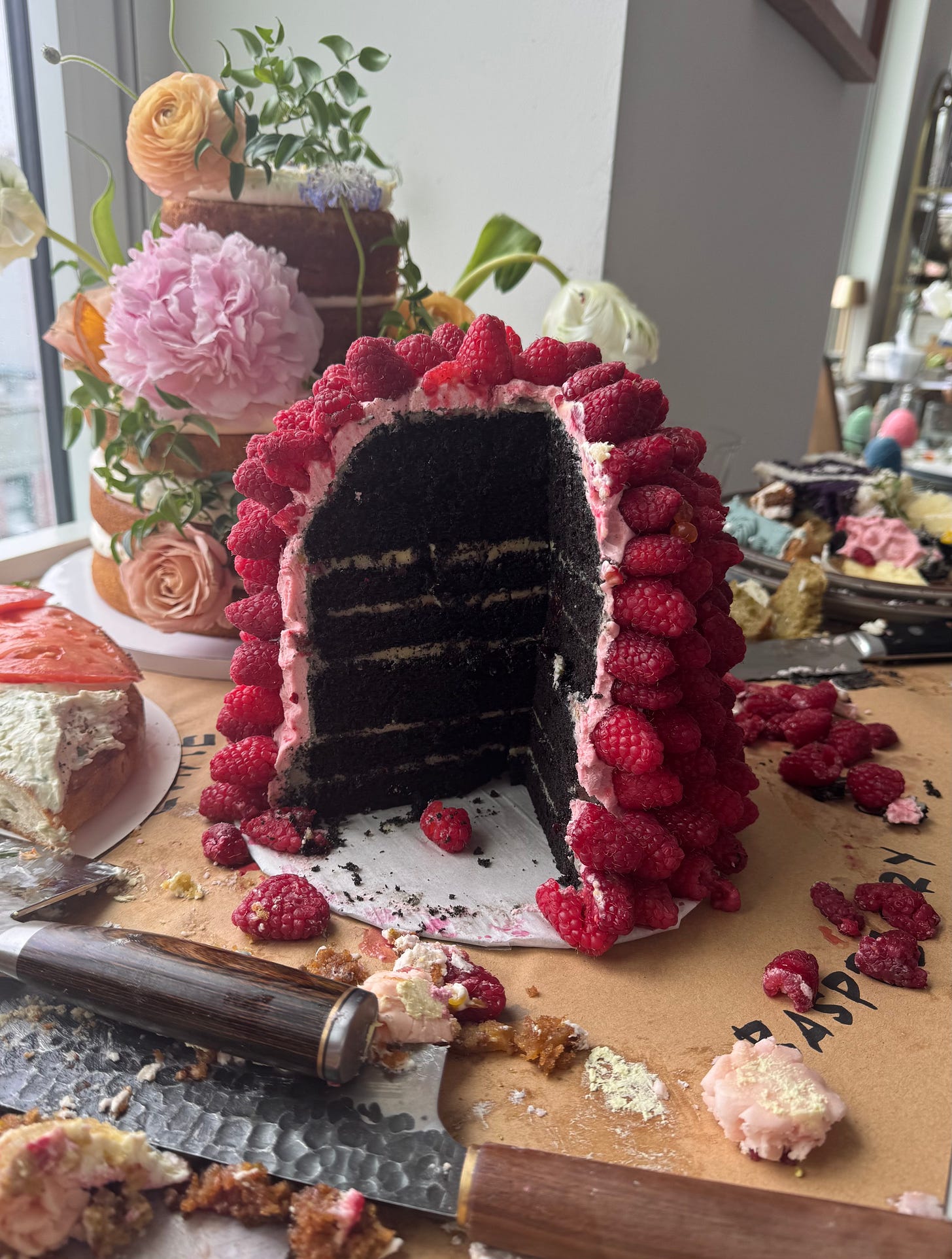 How to make a giant raspberry dome cake - by Erika