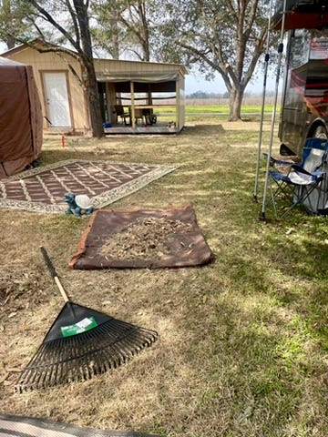 photos of the yard when I was just getting started and my step count on my Fitbit.