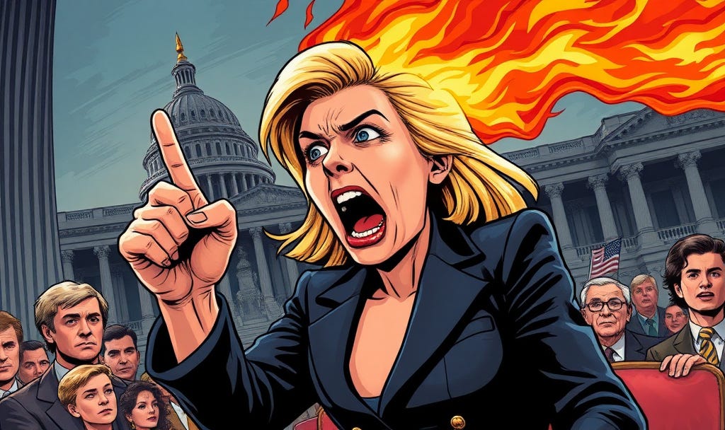 Flaming Attorney General Blondi Lights Congress on Fire for Daring