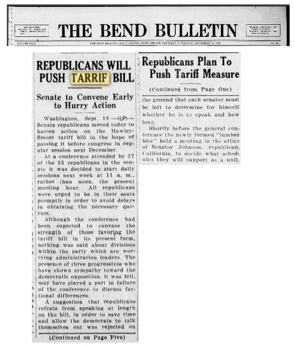 Tariffs 9 19 1929