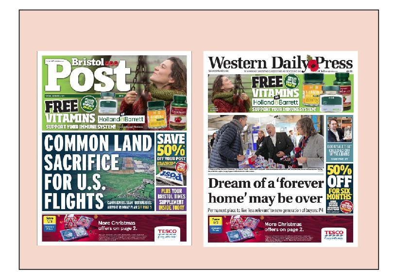 P1 of the Bristol Post and Western Daily Press