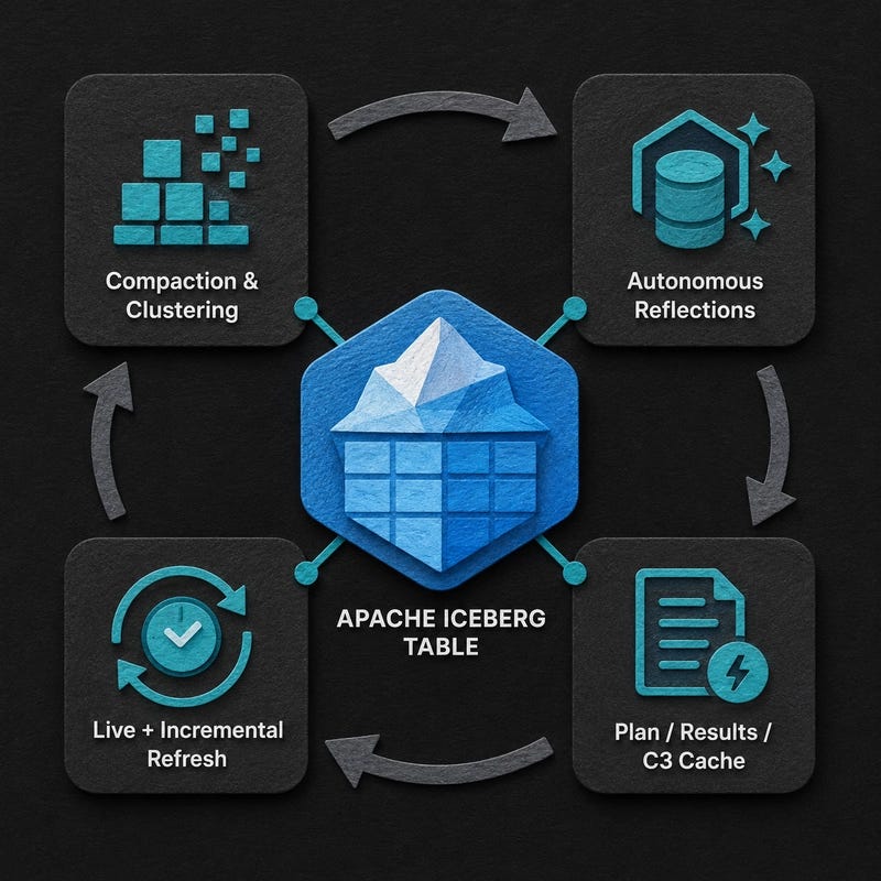Dremio's claim of 10x data engineering productivity is aggressive, but the mechanism behind it is concrete: the platform absorbed an entire category of recurring work. Dremio's claim of 10x data engineering productivity is aggressive, but the mechanism behind it is concrete: the platform absorbed an entire category of recurring work.