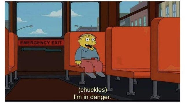 The famous Ralph Wiggum meme “I'm in danger!” is ironically not from The Simpsons, but from the Family Guy crossover episode with that show. : r/familyguy The famous Ralph Wiggum meme “I'm in danger!” is ironically not from The Simpsons, but from the Family Guy crossover episode with that show. : r/familyguy