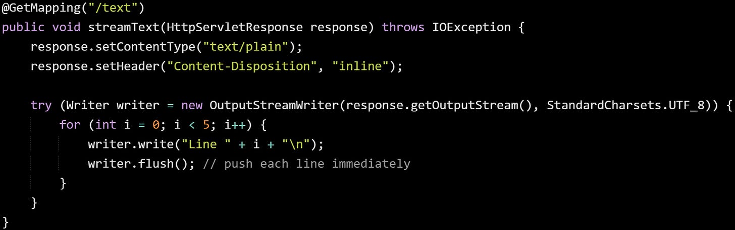 File Streaming in Spring Boot Without Holding Memory