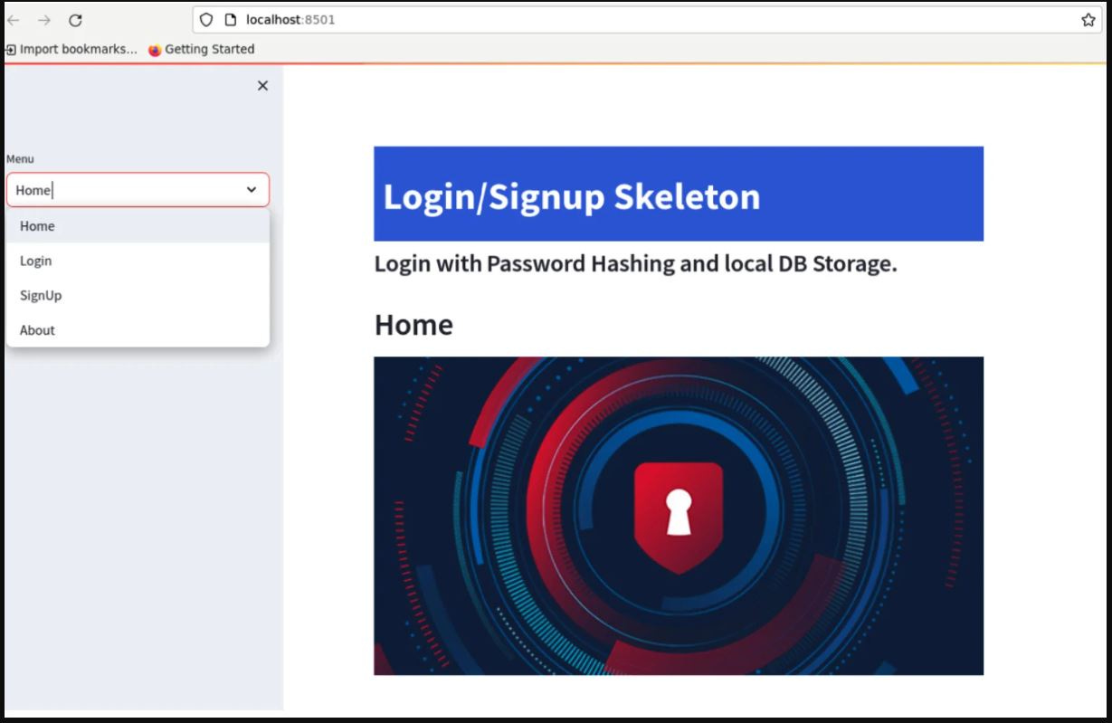 Figure 13.3: The login/signup web app in the browser