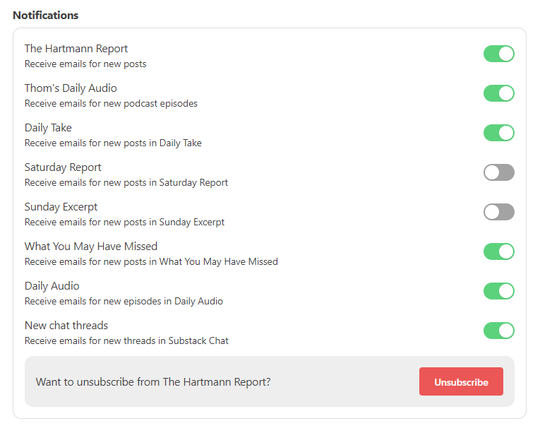 Support from the Hartmann Report Newsletter on Substack