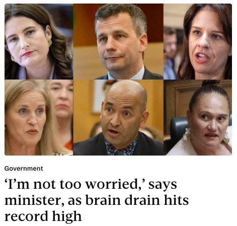 Headline: "Ministers react as brain drain hits record high."