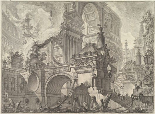 A drawing of a building with a large arch and a staircase

AI-generated content may be incorrect.