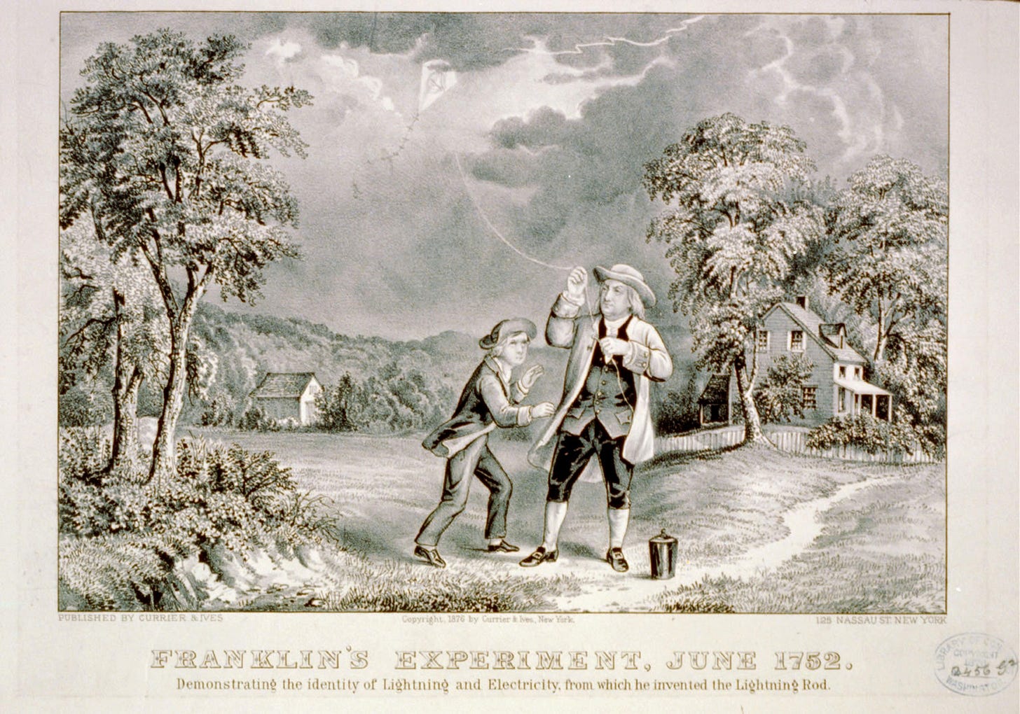 File:Benjamin Franklin Lightning Experiment 1752.jpg - Wikimedia Commons