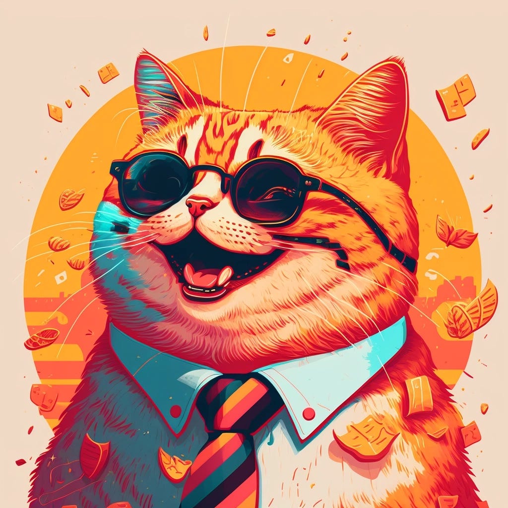 Happy investing cat