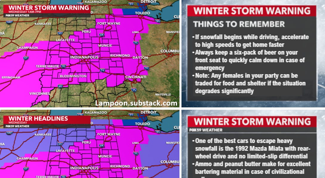 Winter Storm Warning Tips - by The Lampoon - Lampoon