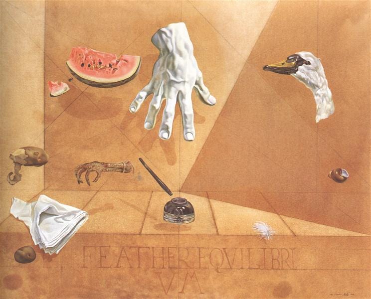 Feather Equilibrium (Interatomic Balance of a Swans Feather), 1947 - Salvador Dali
