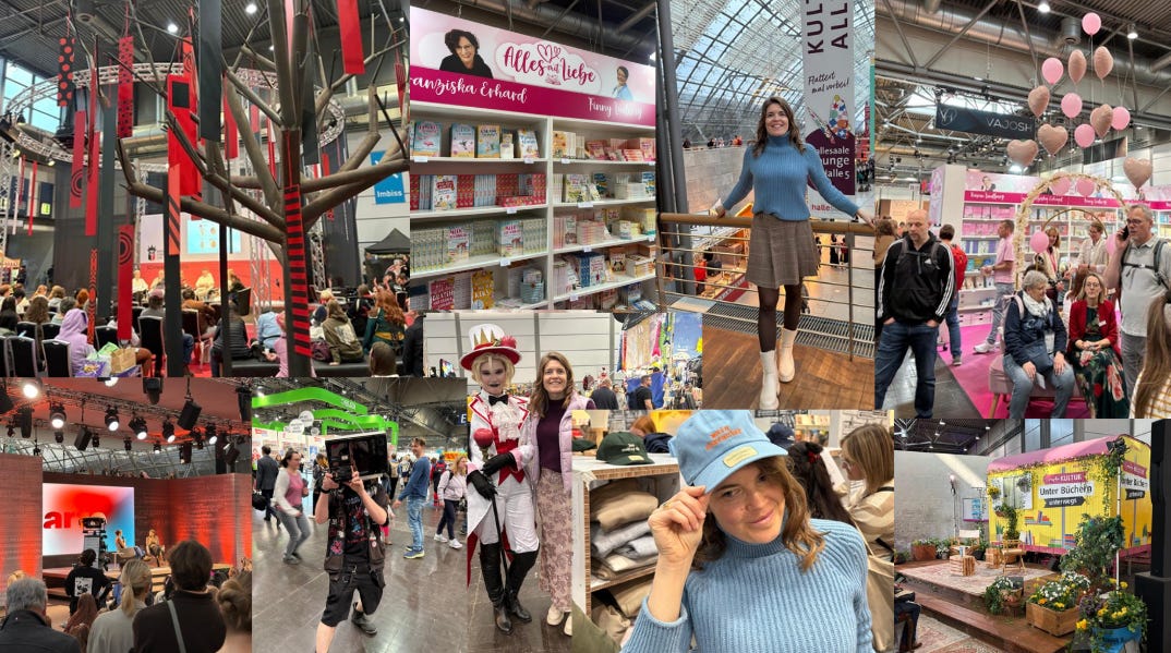 collage of Kristina God being at the colourful Leipzig Book Fair 2026