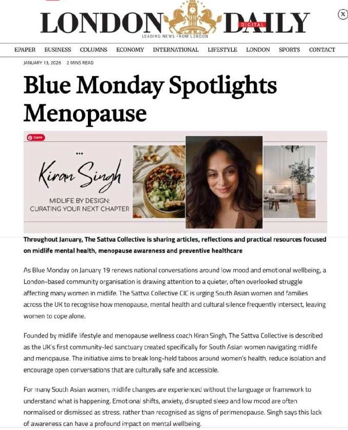 Blue Monday Spotlights Menopause - LDD JANUARY 2026