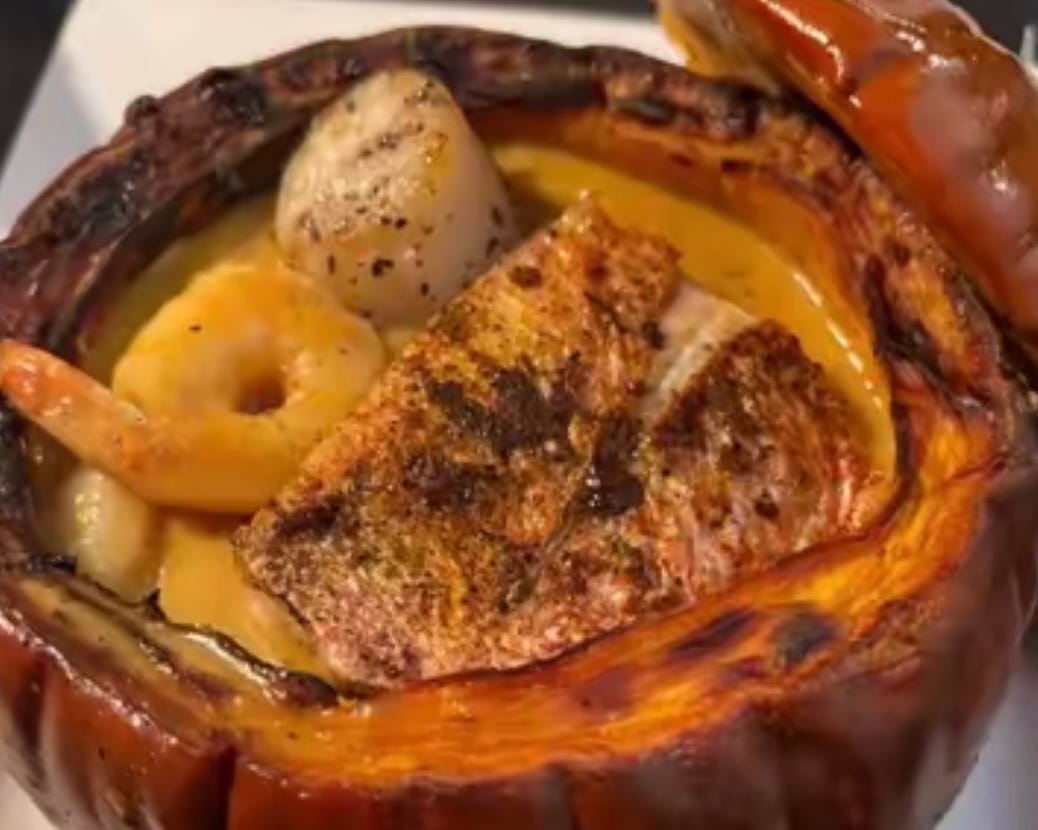 Pumpkin Seafood Risotto - Frances Jane