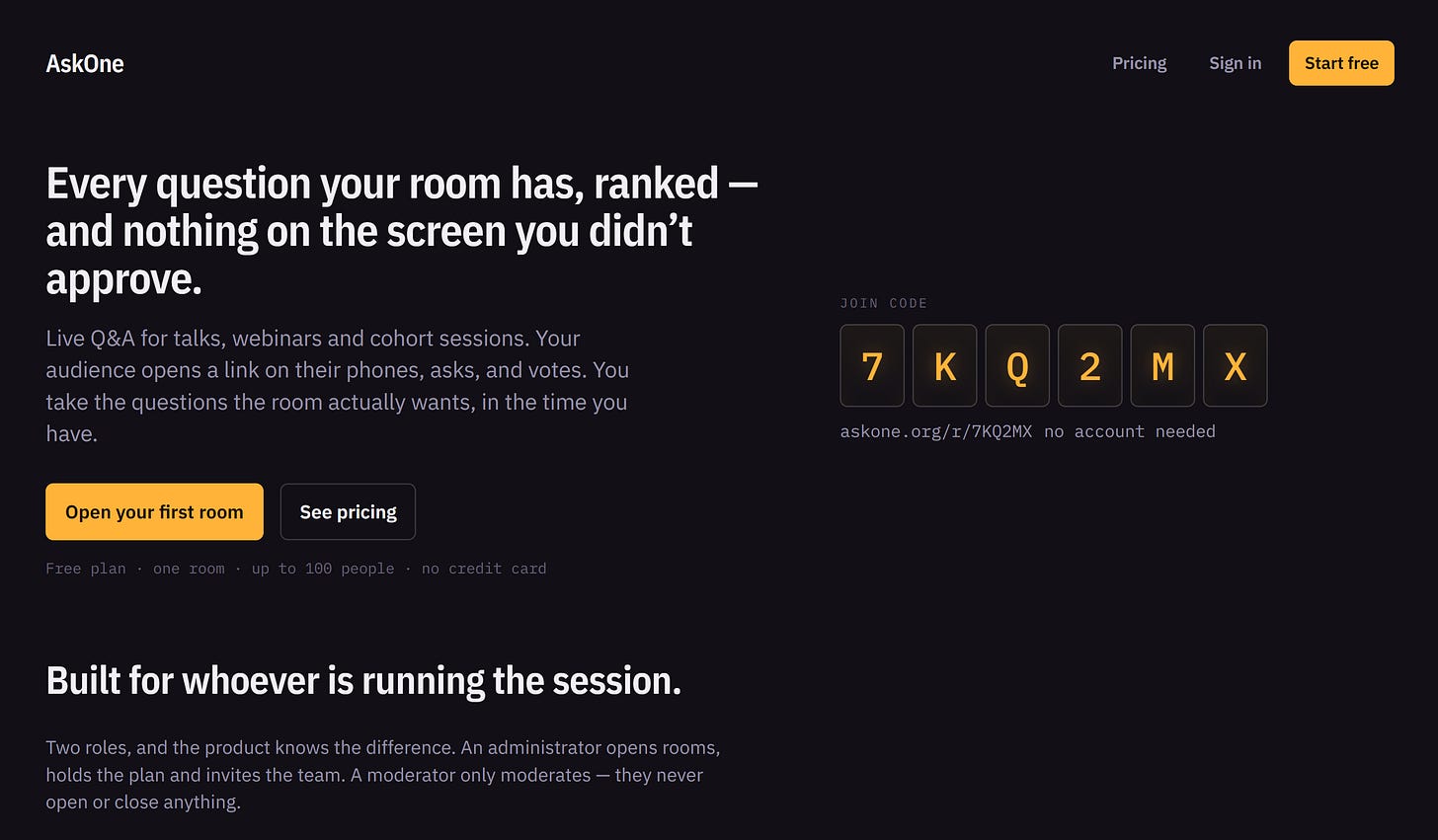 AskOne landing page AskOne landing page