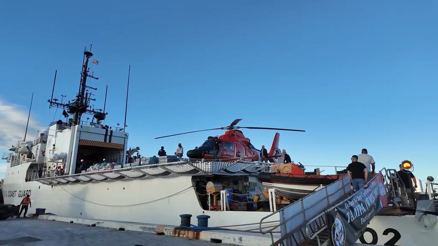 The Coast Guard Cutter Tampa will return to its homeport in Portsmouth, Virginia, after unloading seized cartel drugs in Florida. (US Coast Guard photo)