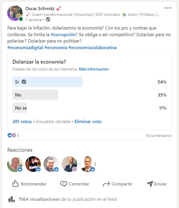 Encuesta: ¿Dolarizar la economía?